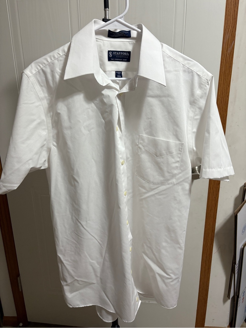 Stafford White Short-Sleeve Button-Down Shirt